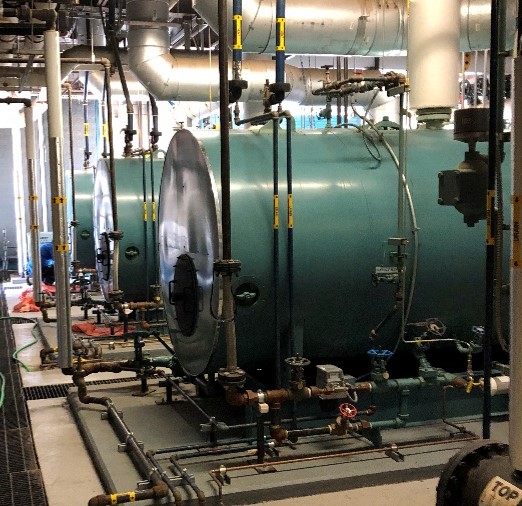 Industrial boiler system serving a critical energy facility