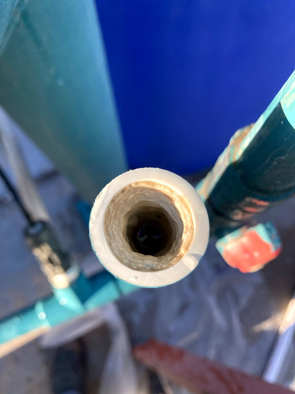 Scale narrowing the inside of a PVC water line