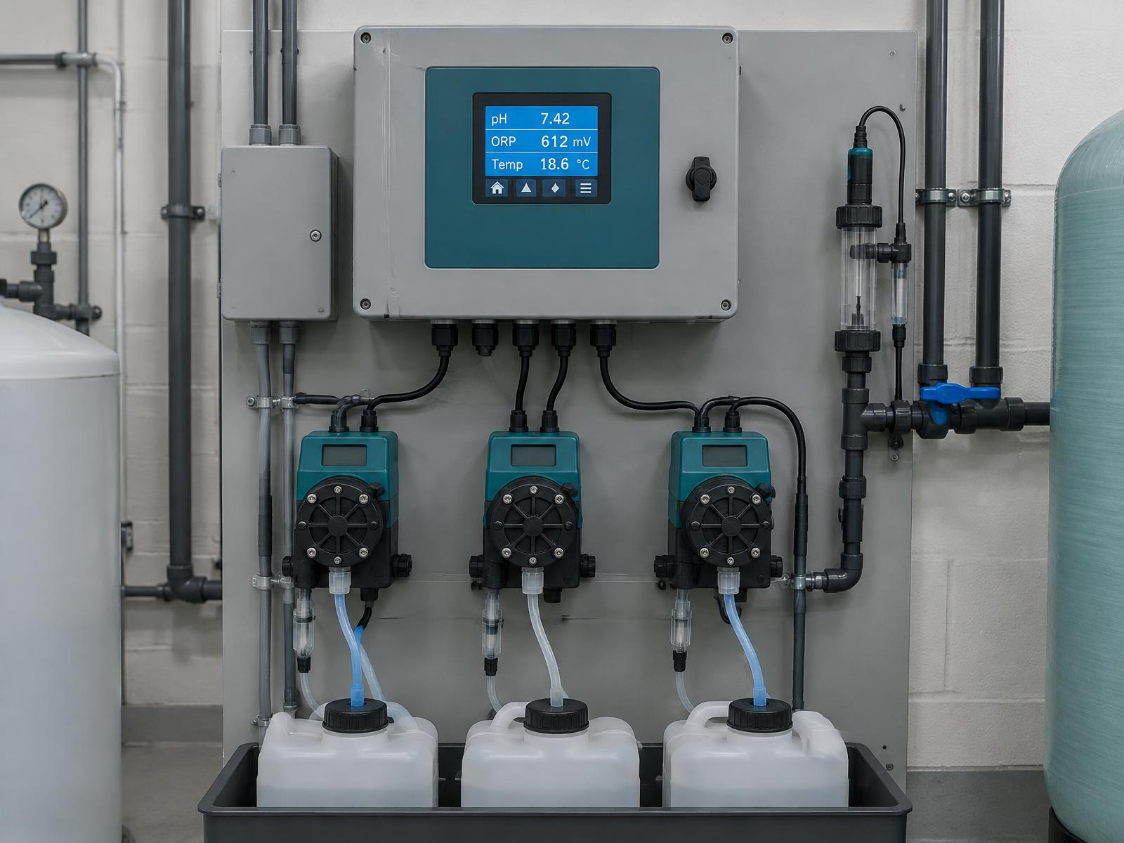 Cooling tower water treatment controller