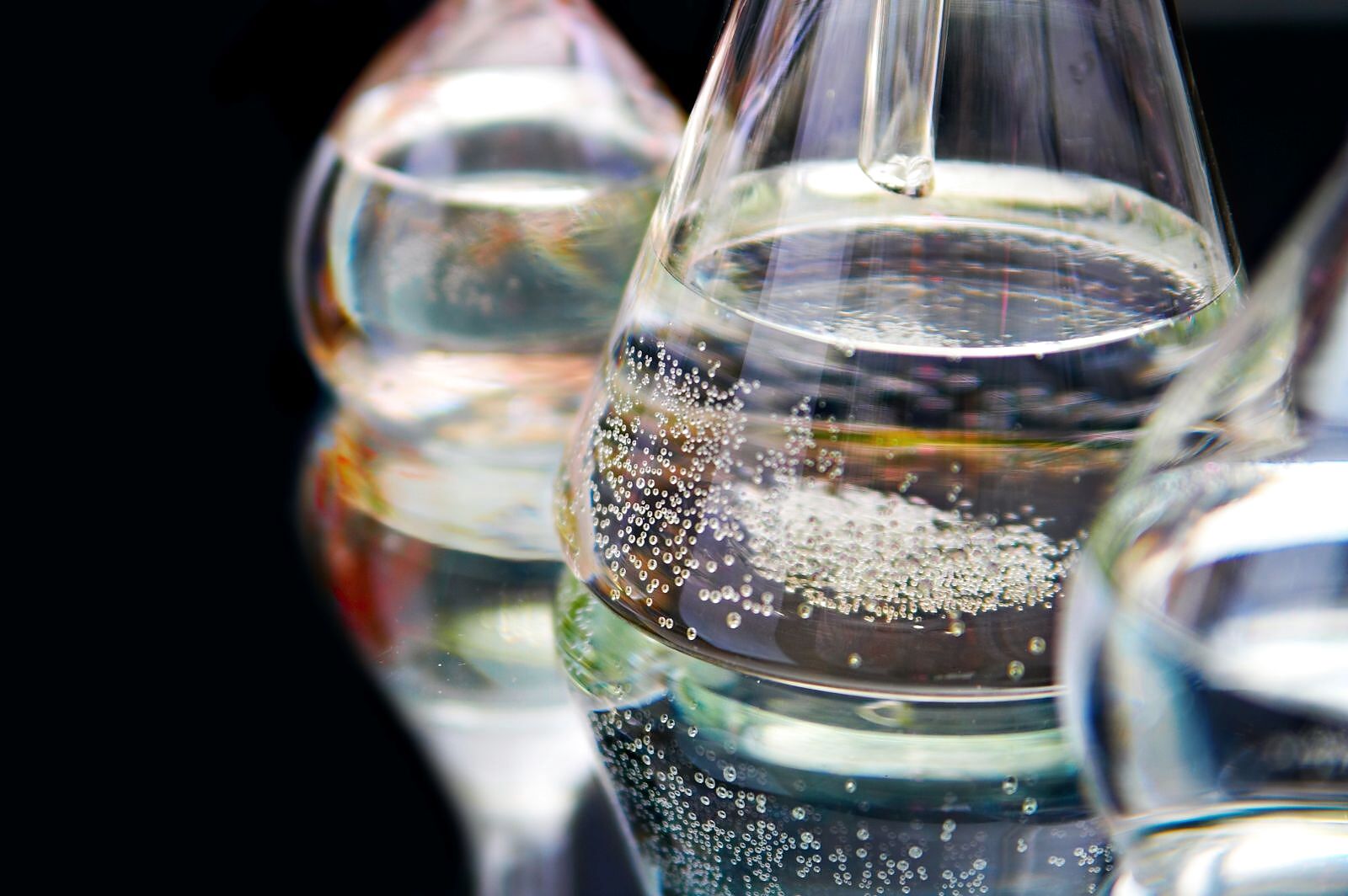 Laboratory glassware prepared for water analysis